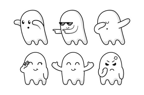 Premium Vector | Set of cute ghost cartoon character