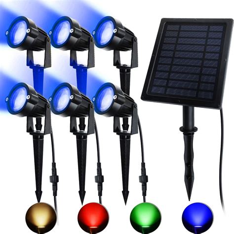 Amazon.com : ASENEK Solar Spotlights, RGB Landscape Lights, LED Outdoor Spotlights with 6 ...