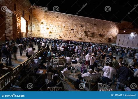 Prayer at the Western Wall at Night, Jerusalem, Israel Editorial Stock ...