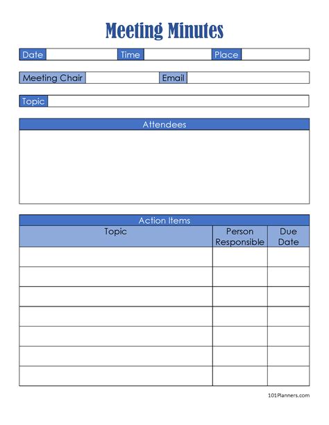 Meeting Templates Excel