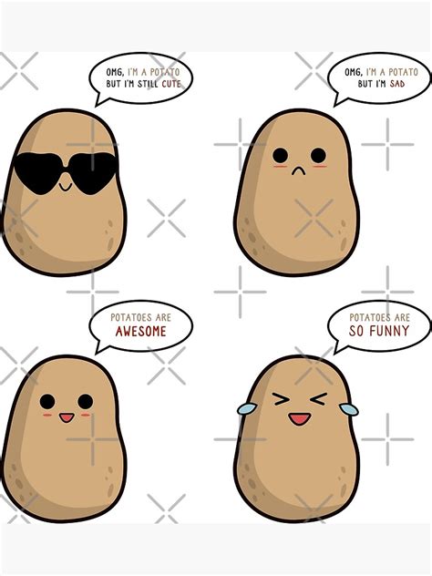 "Cute potato cute - funny potato clipart memes" Poster for Sale by Smartmerch99 | Redbubble