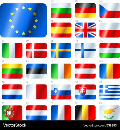 European union flags Royalty Free Vector Image