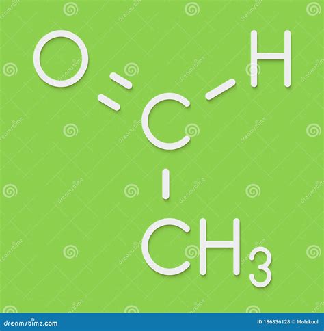 Acetaldehyde (ethanal) Molecule, Chemical Structure. Acetaldehyde is a Toxic Molecule ...