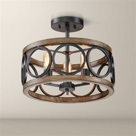 Free 2-day shipping. Buy Franklin Iron Works Rustic Farmhouse Ceiling Light Semi Flush Mount ...