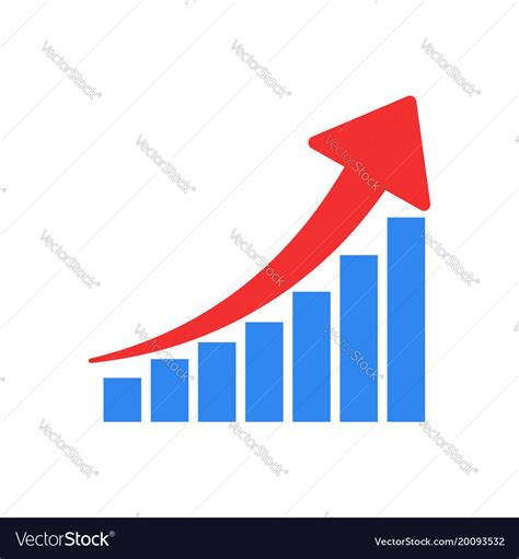 Growth chart icon grow diagram flat business Vector Image