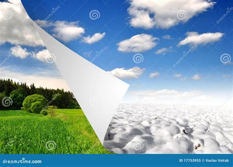 Spring and Winter Landscape Stock Image - Image of bright, scene: 17753955