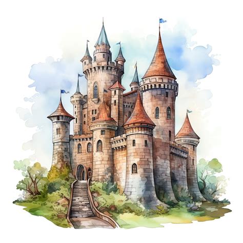 Premium AI Image | Castle keep Medieval watercolor fantasy