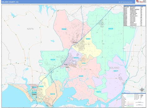 Solano County, CA Wall Map Color Cast Style by MarketMAPS