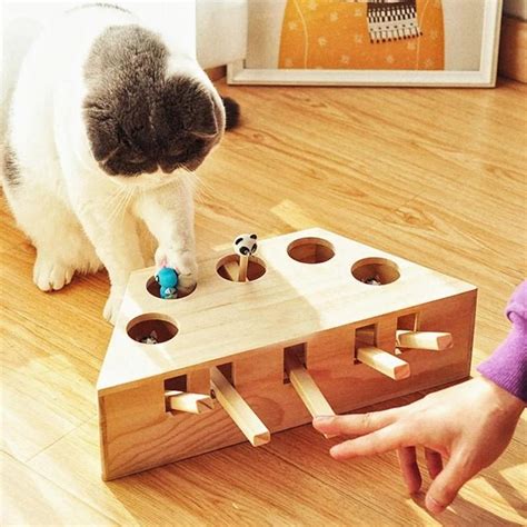 Interactive Cat Toy Wood Cat Toy Wood Cat Puzzle Unique | Etsy ...