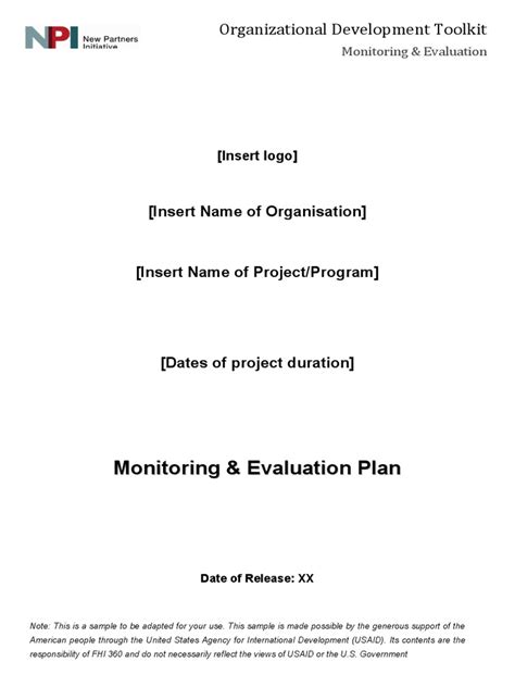 M&E Plan Template | PDF | Risk | Data Quality