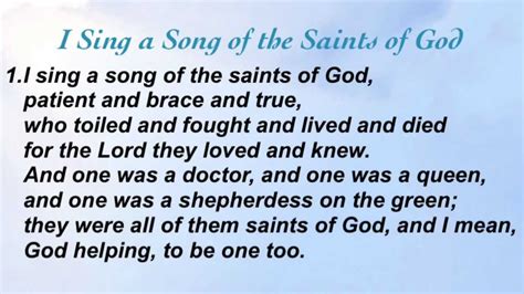 I Sing a Song of the Saints of God (United Methodist Hymnal #712 ...