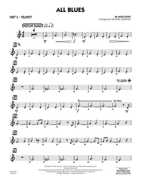 All Blues (arr. Michael Sweeney) - Part 2 - Bb Trumpet Sheet Music ...