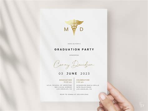 Modern Medical School Graduation Party Invitation Template - Etsy