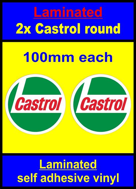 Laminated 2 Castrol oil stickers classic Sponsor rally race motorbike ...