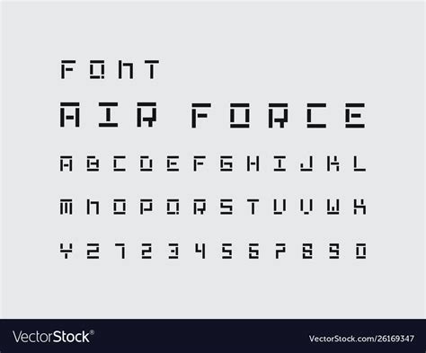 Air force font alphabet Royalty Free Vector Image