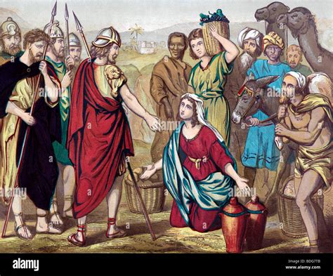 Illustration of David and Abigail from the Christian Welsh Bible Stock ...