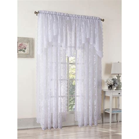 LICHTENBERG Sheer White Alison Lace Curtain Panel, 58 in. W x 63 in. L ...