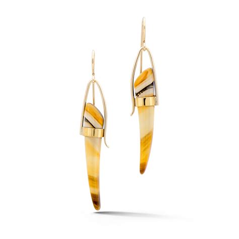 Curved Montana Agate Gold Earrings - deJonghe Original Jewelry