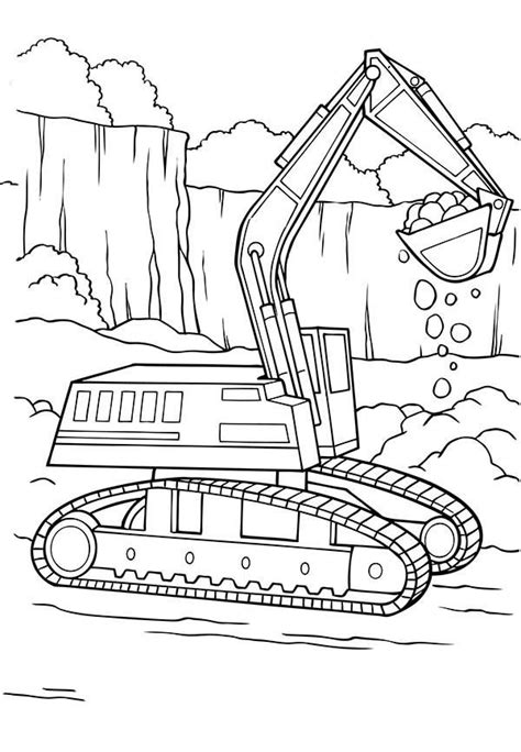 Digger Tractor is Digging Coloring Page | Tractor coloring pages, Truck coloring pages, Coloring ...