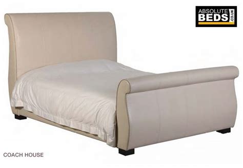 Classic House Cream Faux Croc Leather Sleigh Bed Frame Only. Mattress