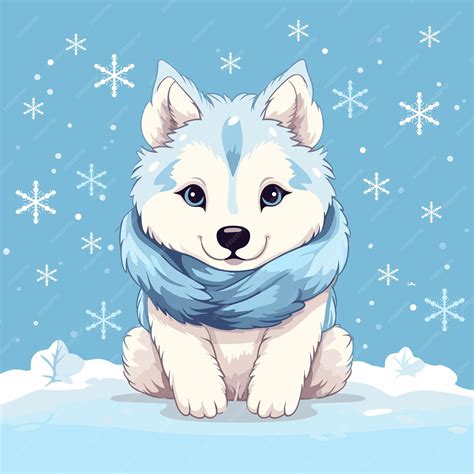 Premium Vector | Cute furry siberian husky in the snow