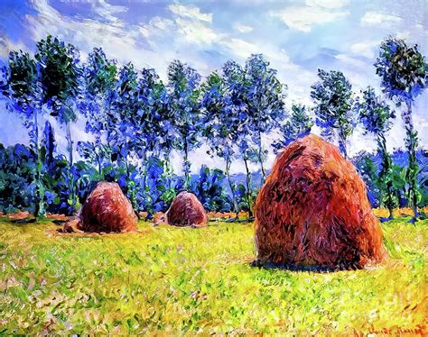 Haystacks at Giverny by Claude Monet 1884 Painting by Claude Monet