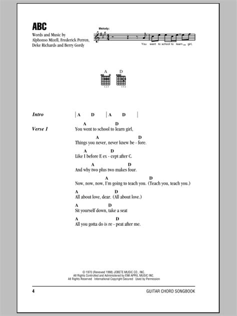 ABC by The Jackson 5 - Guitar Chords/Lyrics - Guitar Instructor