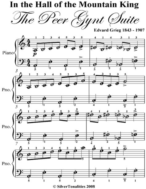 In the Hall of the Mountain King Peer Gynt Suite Easy Piano Sheet Music ...