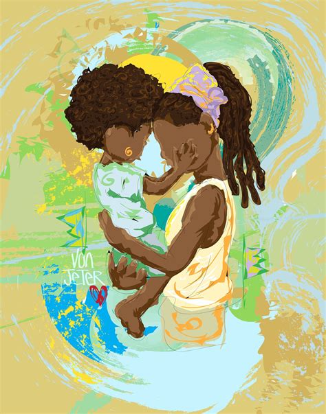 Black Mother Art Girl Mom Art Mother and Daughter Art - Etsy