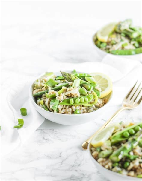 Spring Vegetable Instant Pot Brown Rice Risotto - Lively Table