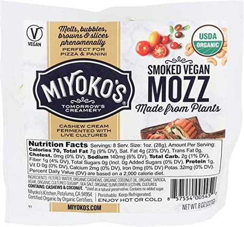 MIYOKO'S CREAMERY Fresh Vegan Smoked Mozzarella, Organic Cashew Milk Artisan Cheese, 8 oz. (1 ...