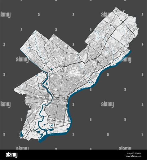 Philadelphia map. Detailed vector map of Philadelphia city ...