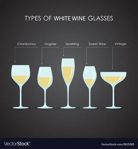 Types of white wine glasses Royalty Free Vector Image