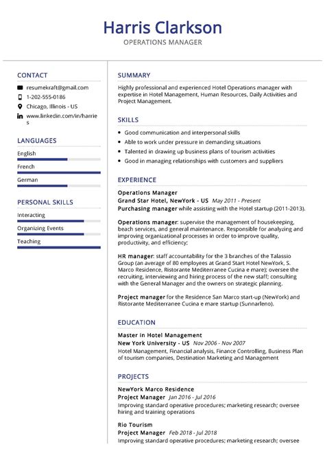 Director Of Operations Resume Template