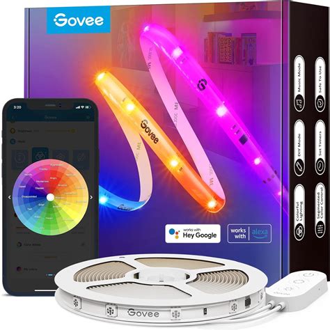 Govee Smart RGBIC LED Strip Lights, 32.8ft WiFi LED Light Strips Works ...