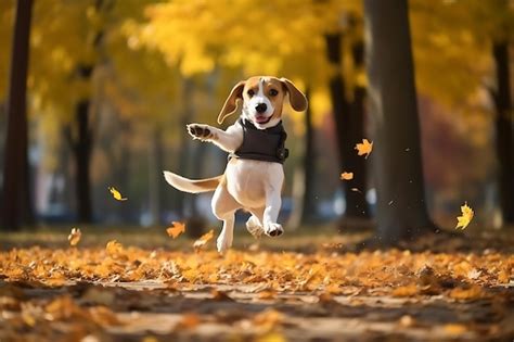 Premium AI Image | Cute Beagle Playing Outdoor And Copy Space