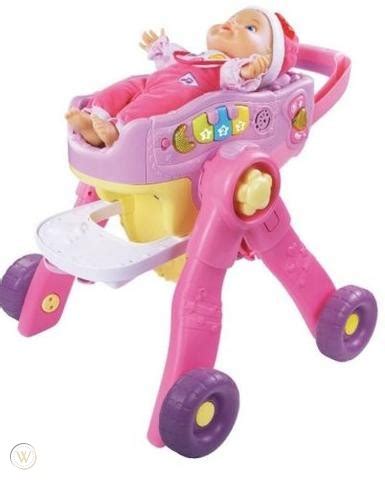 VTECH LITTLE LOVE 3 IN 1 BABY DOLL PRAM BUGGY COT BED HIGHCHAIR BORN ...