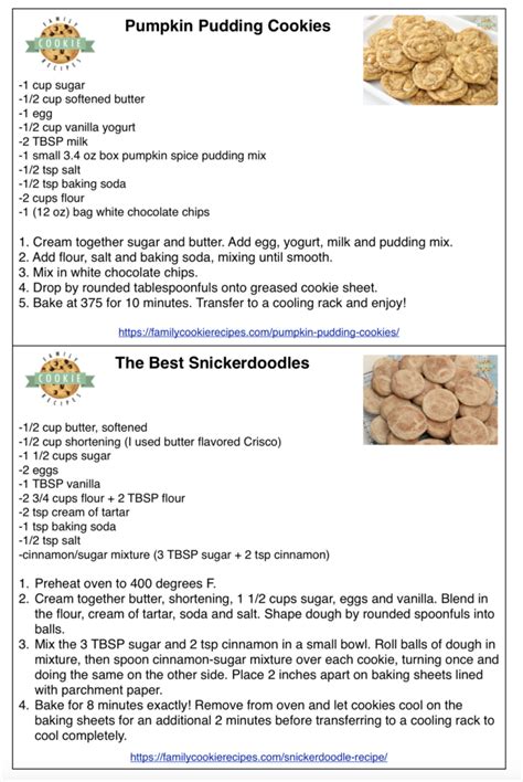 Printable Cookie Recipes - Family Cookie Recipes | Cookie recipes for ...