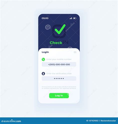 Check in App Smartphone Interface Vector Template Stock Vector - Illustration of enter, isolated ...