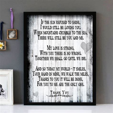 "Thank You" - Led Zeppelin - Framed Lyrics Wall Art Design - Lyrics Art