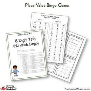 Place Value Math-O Bingo Games - Printables & Worksheets