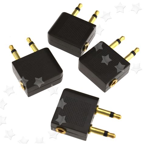 4 X Aeroplane Airline Airplane headphone adapters Gold Plated 3.5mm ...