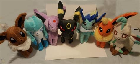 7 Pokemon Eevee Evolution Plush Glaceon Umbreon Leafeon Espeon Flareon ...