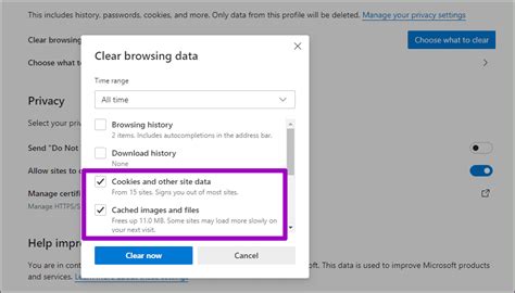 Clear cache and cookies for microsoft edge - boolstreams