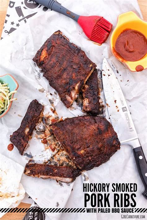 Hickory Smoked Pork Ribs with Paleo BBQ Sauce - girl carnivore