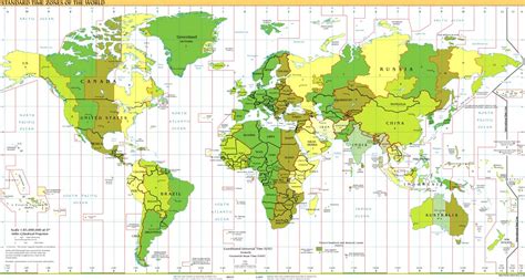 Time Zones of the World Map (Large Version)