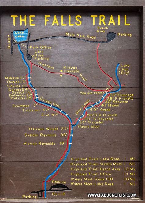 Falls Trail Map Ricketts Glen | State parks, National parks trip, State park camping