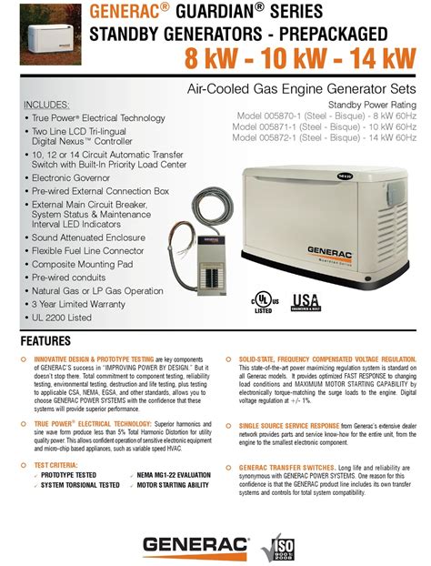 GENERAC POWER SYSTEMS GUARDIAN SERIES 005870-1 OVERVIEW Pdf Download ...