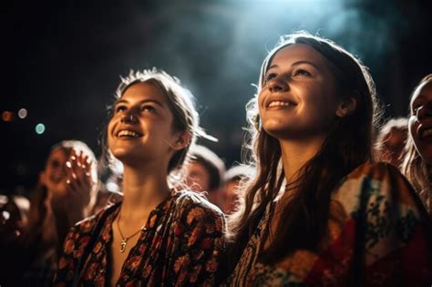 Premium AI Image | Shot of two young women enjoying a concert created ...