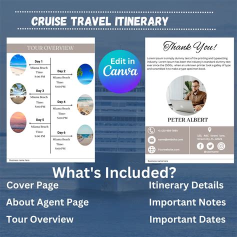 Cruise Vacation Itinerary Template Travel Itinerary (Instant Download ...